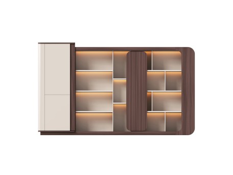 ΒΙΒΛΙΟΘΗΚΗ ΣΕΙΡΑ PRESIDENT HM2149 ΜΕΛΑΜΙΝΗ ΜΠΕΖ & ΚΑΡΥΔΙ--LED ΦΩΤΙΣΜΟΣ 340x40x200Υεκ