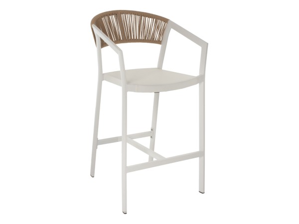 ΣΚΑΜΠΟ ΑΛΟΥΜΙΝΙΟΥ ΜΕ ΜΠΡΑΤΣΑ ΛΕΥΚΟ PE RATTAN ΠΛΑΤΗ TEXTLINE 56x58x105Y εκ.HM5892.02