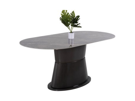 ΤΡΑΠΕΖΙ ΤΡΑΠΕΖΑΡΙΑΣ BENT HM9773.01-ΚΕΡΑΜΙΚΟ ΓΚΡΙ ΜΑΡΜΑΡΟ-MDF ΒΑΣΗ ΑΝΘΡΑΚΙ 180x90x76Υεκ