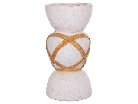 ΔΙΑΚΟΣΜΗΤΙΚΟ ΒΑΖΟ ΔΑΠΕΔΟΥ MAYNARD HM4672.02L FIBER CEMENT ΛΕΥΚΟ--RATTAN Φ32x62.5Υεκ.