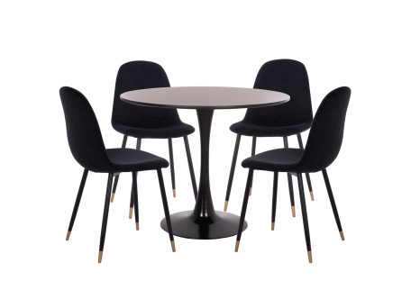 ΣΕΤ ΤΡΑΠΕΖΑΡΙΑΣ 5ΤΜΧ BROLIN HM21191 MDF TOP-ΜΕΤΑΛΛΙΚΑ ΠΟΔΙΑ-ΒΕΛΟΥΔΟ--ΜΑΥΡΟ