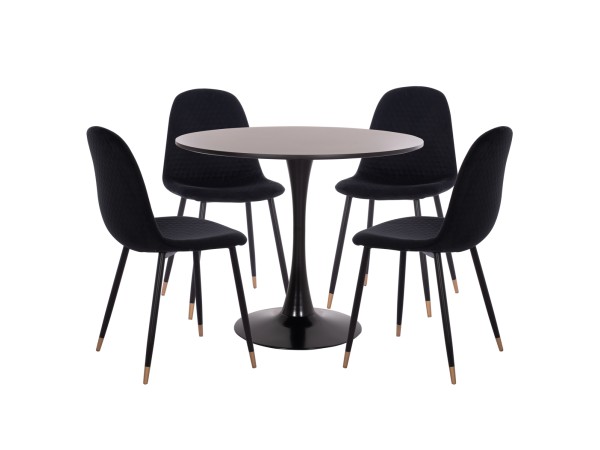 ΣΕΤ ΤΡΑΠΕΖΑΡΙΑΣ 5ΤΜΧ BROLIN HM21191 MDF TOP-ΜΕΤΑΛΛΙΚΑ ΠΟΔΙΑ-ΒΕΛΟΥΔΟ--ΜΑΥΡΟ