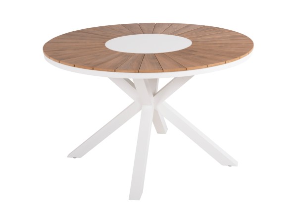 ΤΡΑΠΕΖΙ ΣΤΡΟΓΓΥΛΟ ΕΞ.ΧΩΡΟΥ MORIL HM6041.02 ΑΛΟΥΜΙΝΙΟ ΛΕΥΚΟ-POLYWOOD ΦΥΣΙΚΟ Φ120εκ.