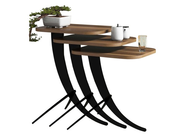 ΤΡΑΠΕΖΙ ΖΙΓΚΟΝ HM9508.03 3ΤΜΧ ΜΕΛΑΜΙΝΗ ΣΕ ΚΑΡΥΔΙ-ΜΑΥΡΑ ΜΕΤΑΛ. ΠΟΔΙΑ 35x45x60Yεκ.