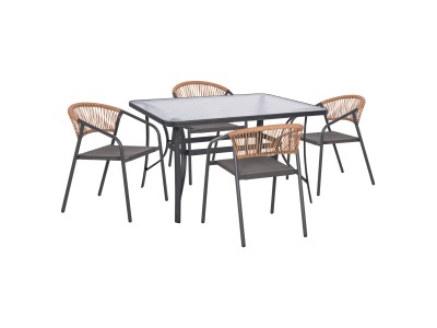 ΣΕΤ ΤΡΑΠΕΖΑΡΙΑΣ 5ΤΜΧ BRUNO HM10860.01 ΚΑΡΕΚΛΕΣ ΜΕΤΑΛΛΙΚΕΣ & ΤΡΑΠΕΖΙ 140x80εκ ΓΚΡΙ