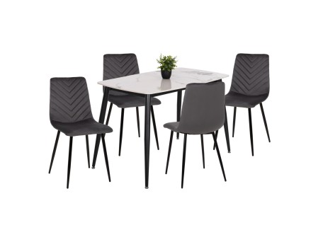 ΣΕΤ ΤΡΑΠΕΖΑΡΙΑΣ 5ΤΜΧ LATRELL HM21192 ΤΡΑΠΕΖΙ ΚΕΡΑΜΙΚΟ TOP-ΒΕΛΟΥΔΟ ΓΚΡΙ ΚΑΡΕΚΛΕΣ