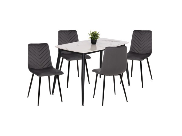 ΣΕΤ ΤΡΑΠΕΖΑΡΙΑΣ 5ΤΜΧ LATRELL HM21192 ΤΡΑΠΕΖΙ ΚΕΡΑΜΙΚΟ TOP-ΒΕΛΟΥΔΟ ΓΚΡΙ ΚΑΡΕΚΛΕΣ