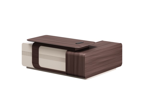 ΓΡΑΦΕΙΟ ΑΡΙΣΤΕΡΗ ΓΩΝΙΑ ΣΕΙΡΑ PRESIDENT HM2147L ΜΕΛΑΜΙΝΗ ΣΕ ΚΑΡΥΔΙ-ΜΠΕΖ 200x160x76Υεκ