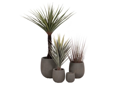ΣΕΤ 4ΤΜΧ ΓΛΑΣΤΡΕΣ ΣΤΡΟΓΓΥΛΕΣ GARDENER HM4726 FIBERCLAY ΓΚΡΙΖΟΠΡΑΣΙΝΟ Φ52x55Υεκ