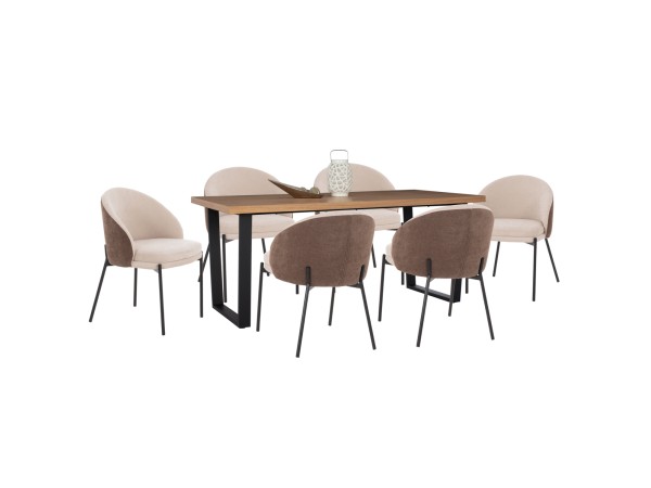 ΣΕΤ ΤΡΑΠΕΖΑΡΙΑΣ 7ΤΜΧ ASTORIA HM10933.02 MDF TOP--ΥΦΑΣΜΑ ΜΠΕΖ/ΚΑΦΕ & ΜΕΤΑΛΛΟ ΜΑΥΡΟ