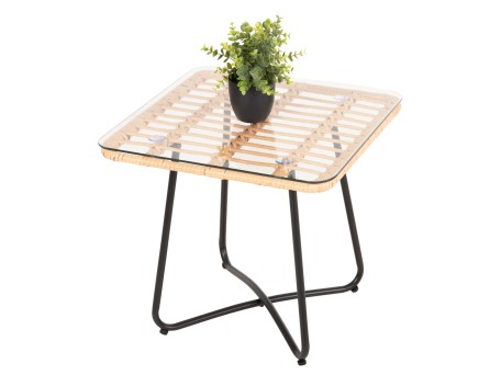 ΤΡΑΠΕΖΑΚΙ GERRY HM5717.11 ΜΕ WICKER ΜΠΕΖ-ΜΑΥΡΟ ΜΕΤΑΛ.ΣΚΕΛΕΤΟ 50x50x47,5Υεκ.