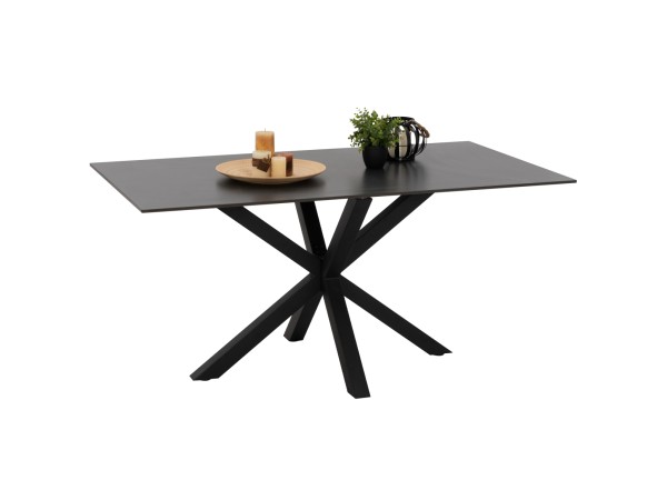 ΤΡΑΠΕΖΙ ΤΡΑΠΕΖΑΡΙΑΣ SYNTEC HM9308.01 SINTERED STONE ΜΑΥΡΟ ΜΕΤΑΛΛΙΚΑ ΠΟΔΙΑ 160x90x75Y εκ.