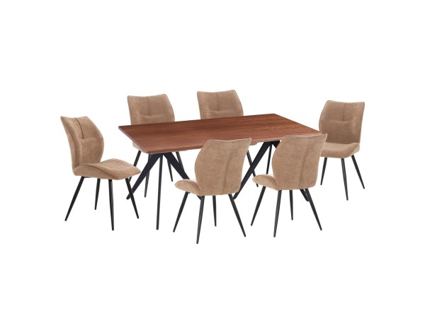 ΣΕΤ ΤΡΑΠΕΖΑΡΙΑΣ 7ΤΜΧ GAFF HM10935.03 MDF TOP ΚΑΡΥΔΙ--ΥΦΑΣΜΑ TAUPE & ΜΕΤΑΛΛΟ ΜΑΥΡΟ