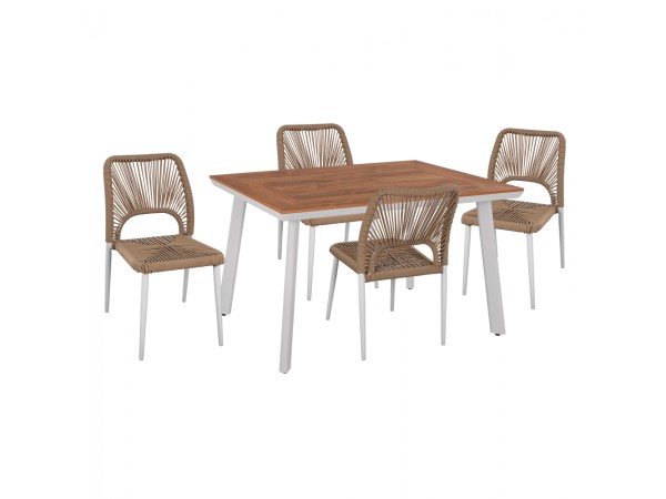 ΣΕΤ ΤΡΑΠΕΖΑΡΙΑΣ 5ΤΜΧ ΤΡΑΠΕΖΙ ΛΕΥΚΟ 120x80 ΚΑΙ ΚΑΡΕΚΛΑ ΜΕ ΣΧΟΙΝΙ HM11534.01