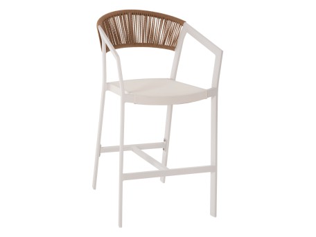 ΣΚΑΜΠΟ ΑΛΟΥΜΙΝΙΟΥ ΛΕΥΚΟ HM5892.32 ΜΕΣ. ΥΨΟΥΣ-ΜE RATTAN & TΕΧΤLINE 57x57x99,5Yεκ.
