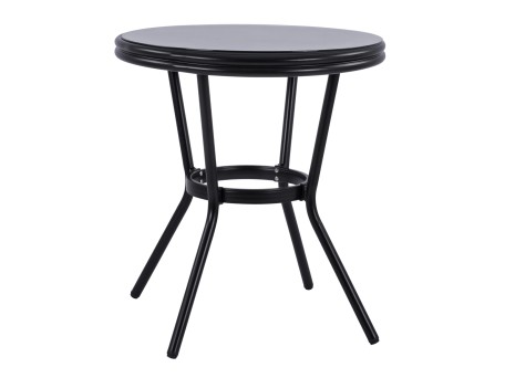 ΤΡΑΠΕΖΙ ΑΛΟΥΜΙΝΙΟΥ MOSES Φ70 BAMBOO LOOK HM5532.02 ΜΑΥΡΟ ΜΕ ΓΥΑΛΙ Φ70X76 εκ