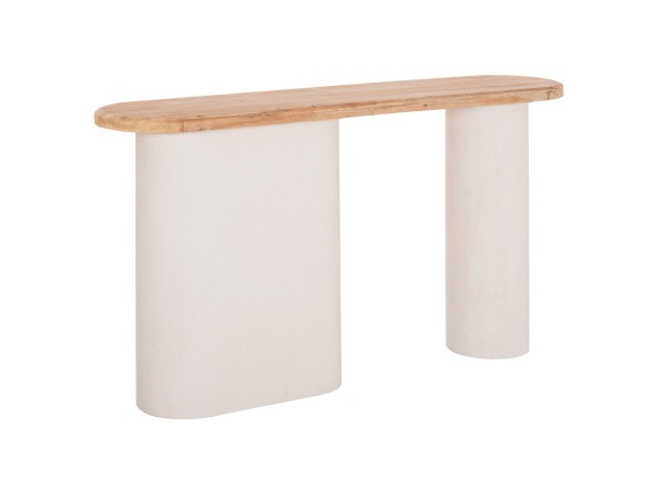 ΚΟΝΣΟΛΑ ΣΕΙΡΑ SANTORINI HM18338 ΤΟΠ ΞΥΛΟ ΕΛΑΤΟΥ-ΒΑΣΗ ΥΠΟΛΕΥΚΟ MDF 150x35x82Υεκ.