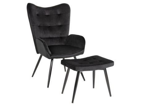 ΠΟΛΥΘΡΟΝΑ ΜΠΕΡΖΕΡΑ CRAWLEY ΜΕ ΥΠΟΠΟΔΙΟ HM8918.04 ΜΑΥΡΟ ΒΕΛΟΥΔΟ 70x57x103Y εκ.