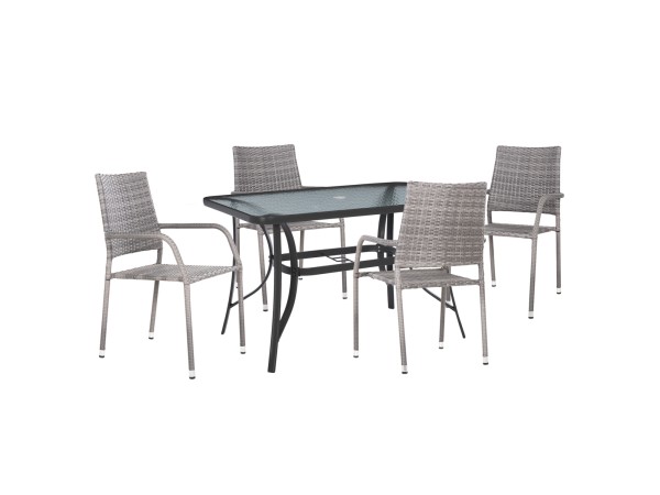 ΣΕΤ ΤΡΑΠΕΖΑΡΙΑΣ MORNER HM21195 ΤΡΑΠΕΖΙ ΜΕ 4 ΠΟΛΥΘΡΟΝΕΣ--ΓΚΡΙ