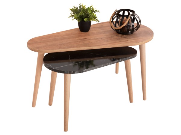 ΤΡΑΠΕΖΙΑ ΣΑΛΟΝΙΟΥ 2ΤΜΧ APRILIA HM18179.02 ΜΕΛΑΜΙΝΗ ΦΥΣΙΚΟ-ΜΑΥΡΟ ΜΑΡΜΑΡΟ 95x47x47Υεκ