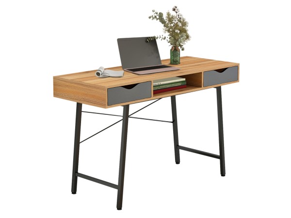 ΓΡΑΦΕΙΟ ΚΑΡΥΔΙ-ΓΚΡΙ ΜΕ ΜΑΥΡΟ ΜΑΤ ΣΚΕΛΕΤΟ HM2128.03 120x48x76,5Υ εκ.