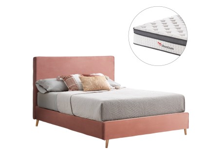 ΚΡΕΒΑΤΙ ΔΙΠΛΟ ΜΕ ΣΤΡΩΜΑ INDRA HM10810.12 ΣΑΠΙΟ ΜΗΛΟ ΒΕΛΟΥΔΟ--ΓΙΑ ΣΤΡΩΜΑ 160x200εκ