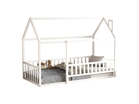 ΚΡΕΒΑΤΙ ΠΑΙΔΙΚΟ ΜΕ ΚΑΓΚΕΛΟ HOUSER HM706.03 τ.MONTESSORI ΞΥΛΟ ΠΕΥΚΟ ΛΕΥΚΟ-190x90εκ