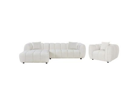 ΣΕΤ ΚΑΝΑΠΕΣ ΓΩΝΙΑ (ΑΡΙΣΤΕΡΗ)-ΠΟΛΥΘΡΟΝΑ LOUNGE LYKKE HM10820.02L ΕΚΡΟΥ ΥΦΑΣΜΑ