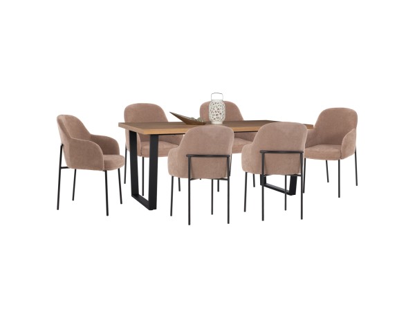 ΣΕΤ ΤΡΑΠΕΖΑΡΙΑΣ 7ΤΜΧ MANIDO HM10949.03 MDF TOP--ΥΦΑΣΜΑ TAUPE & ΜΕΤΑΛΛΟ ΜΑΥΡΟ