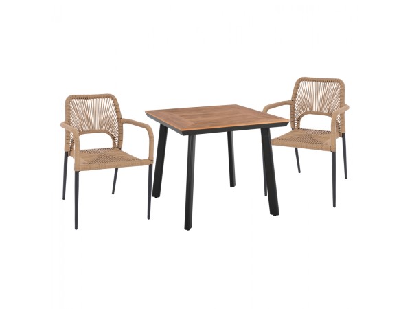 ΣΕΤ ΤΡΑΠΕΖΑΡΙΑΣ 3ΤΜΧ ΤΡΑΠΕΖΙ ΑΝΘΡΑΚΙ 80x80 ΚΑΙ ΠΟΛΥΘΡΟΝΑ ΜΕ ΣΧΟΙΝΙ HM11537.02