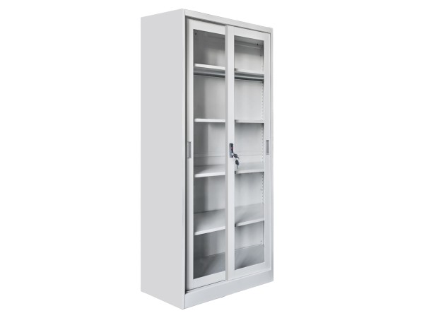 ΒΙΒΛΙΟΘΗΚΗ ΜΕ ΣΥΡΟΜΕΝΕΣ ΠΟΡΤΕΣ SLINGER HM6632.02 ΜΕΤΑΛΛΙΚΗ ΛΕΥΚΗ 90x40x185Υεκ