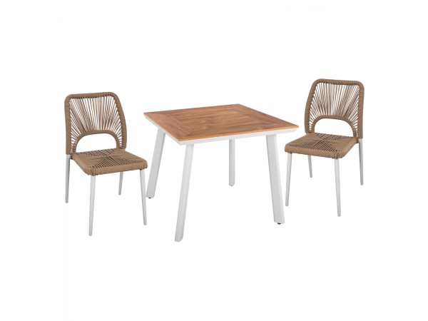 ΣΕΤ ΤΡΑΠΕΖΑΡΙΑΣ 3ΤΜΧ ΤΡΑΠΕΖΙ ΛΕΥΚΟ 80x80 ΚΑΙ ΚΑΡΕΚΛΑ ΜΕ ΣΧΟΙΝΙ HM11536.01