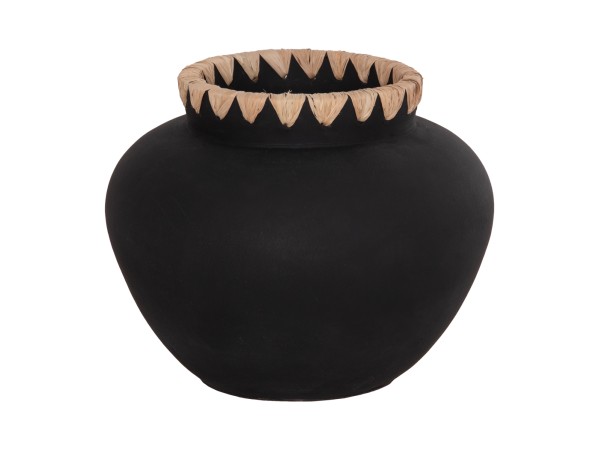 ΔΙΑΚΟΣΜΗΤΙΚΟ ΒΑΖΟ RENTON(L) HM4370 ΤΕΡΑΚΟΤΑ ΜΑΥΡH-ΠΛΕΞΗ ΨΑΘΑΣ ΣΤΟ ΣΤΟΜΙΟ Φ32x26,5Υεκ.