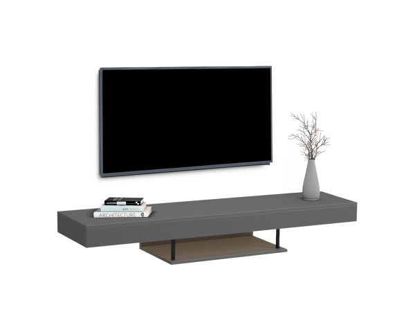 ΕΠΙΠΛΟ ΤΗΛΕΟΡΑΣΗΣ ΤΟΙΧΟΥ ME LED SAVOR HM18381.05 ΜΕΛΑΜΙΝΗ ΣΕ ΓΚΡΙ 150x29,5x22Υεκ