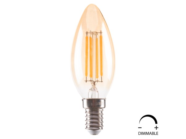 ΛΑΜΠΤΗΡΑΣ LED FILAMENT 4W E14 3000K ΧΡΥΣΟ DIMMABLE HM4048.02