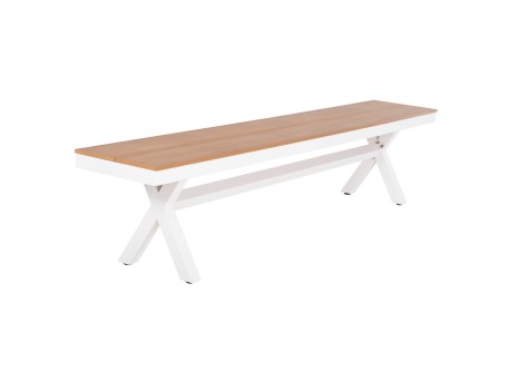 ΠΑΓΚΑΚΙ ΑΛΟΥΜΙΝΙΟΥ TAWNEE HM6040.02 ΛΕΥΚΟ-POLYWOOD ΚΑΘΙΣΜΑ ΦΥΣΙΚΟ 220x36x44,5Υεκ.