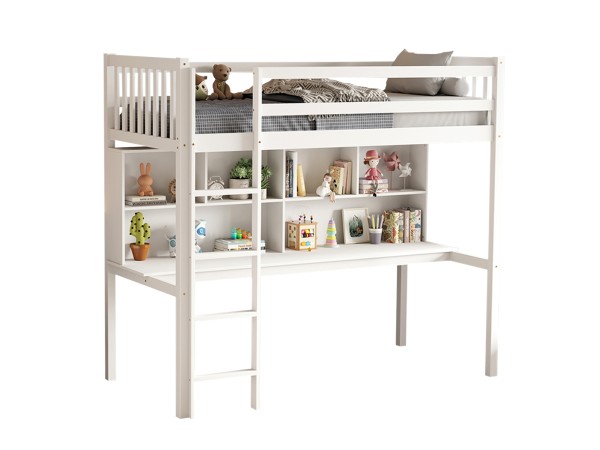 ΠΑΙΔΙΚH KOYKETA τ.MONTESSORI ΜΕ ΓΡΑΦΕΙΟ & ΒΙΒΛΙΟΘΗΚΗ LIBRO HM708.03 ΞΥΛΟ ΠΕΥΚΟΥ ΛΕΥΚΟ- 90x190εκ