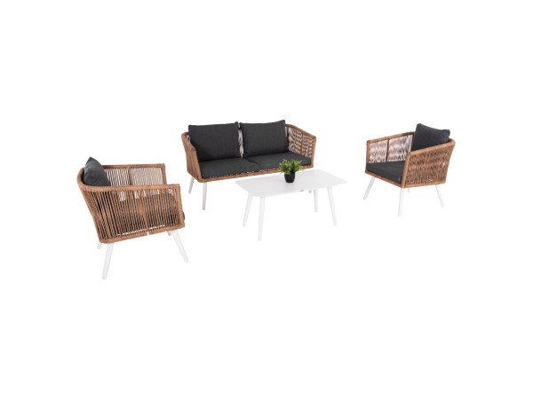 ΣΑΛΟΝΙ ΕΞ.ΧΩΡΟΥ 4ΤΜΧ FREJA HM6057.01 ΑΛΟΥΜ. ΛΕΥΚΟ-PE RATTAN ΜΠΕΖ-ΑΝΘΡΑΚΙ ΜΑΞΙΛΑΡΙΑ