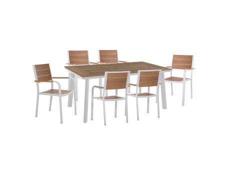 ΣΕΤ ΤΡΑΠΕΖΑΡΙΑΣ TABER HM10738 ΤΡΑΠΕΖΙ & 6 ΠΟΛΥΘΡΟΝΕΣ-ΑΛΟΥΜΙΝΙΟ & POLYWOOD-ΛΕΥΚΟ
