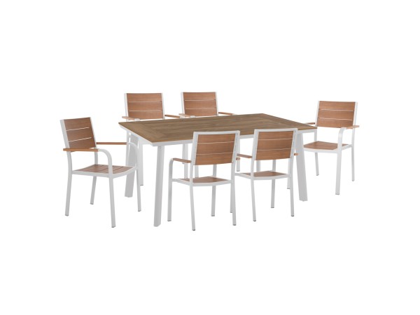 ΣΕΤ ΤΡΑΠΕΖΑΡΙΑΣ TABER HM10738 ΤΡΑΠΕΖΙ & 6 ΠΟΛΥΘΡΟΝΕΣ-ΑΛΟΥΜΙΝΙΟ & POLYWOOD-ΛΕΥΚΟ