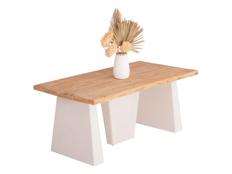 ΤΡΑΠΕΖΙ ΣΕΙΡΑ SANTORINI HM18042 ΤΟΠ ΞΥΛΟ ΕΛΑΤΟΥ-ΠΟΔΙΑ MDF ΥΠΟΛΕΥΚΑ 179x90x75Υεκ.