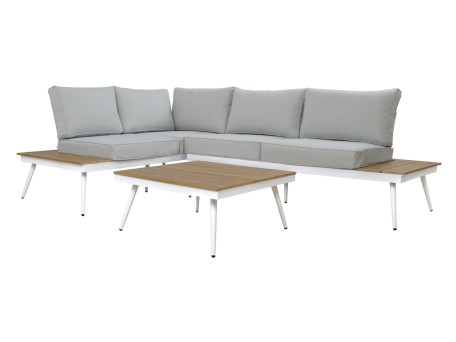 ΚΑΝΑΠΕΣ ΓΩΝΙΑ SABINE ΑΛΟΥΜΙΝΙΟΥ ΜΕ ΤΡΑΠΕΖΙ ΕΞ.ΧΩΡΟΥ ΛΕΥΚΟ HM5126.11