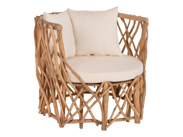 ΠΟΛΥΘΡΟΝΑ ΚΑΑΝ HM5994 ΚΛΑΔΙΑ TEAK ΣΕ ΦΥΣΙΚΟ-ΜΑΞΙΛΑΡΙΑ ΛΕΥΚΑ 95x89x80Υεκ.