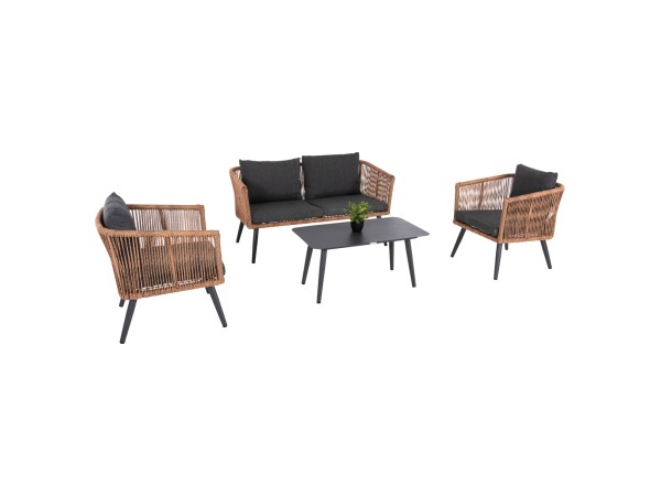 ΣΑΛΟΝΙ ΕΞ.ΧΩΡΟΥ 4ΤΜΧ FREJA HM6057.03 ΑΛΟΥΜ.ΑΝΘΡΑΚΙ-PE RATTAN ΜΠΕΖ-ΑΝΘΡΑΚΙ ΜΑΞΙΛΑΡΙΑ