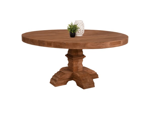 ΤΡΑΠΕΖΙ ΣΤΡΟΓΓΥΛΟ PROVENCE HM9642 ΑΝΑΚΥΚΛ. ΤΕΑΚ ΞΥΛΟ-8εκ ΕΠΙΦΑΝΕΙΑ Φ180x76Υεκ.