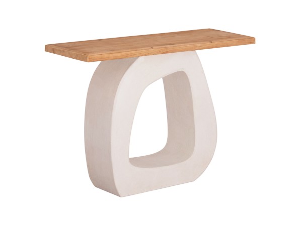 ΚΟΝΣΟΛΑ ΣΕΙΡΑ SANTORINI HM18043 ΤΟΠ ΞΥΛΟ ΕΛΑΤΟΥ-ΒΑΣΗ ΥΠΟΛΕΥΚΟ MDF 120x38x83Υεκ.