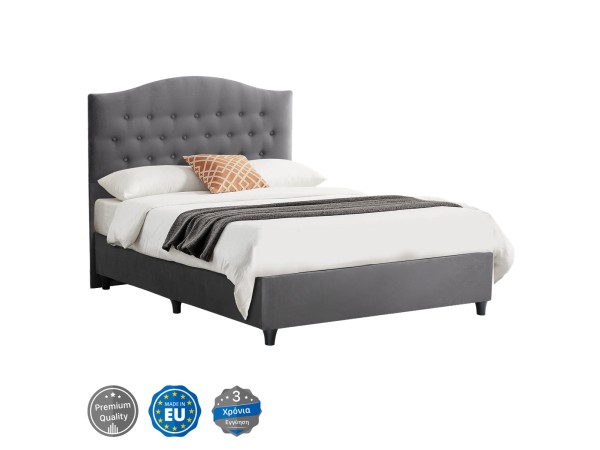 ΚΡΕΒΑΤΙ MALENA ΑΠΟ ΓΚΡΙ ΒΕΛΟΥΔΟ HM647.10 ΓΙΑ ΣΤΡΩΜΑ 120x200 εκ.