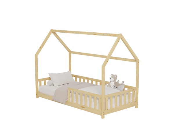 ΚΡΕΒΑΤΙ ΠΑΙΔΙΚΟ ΜΕ ΚΑΓΚΕΛΑ PHYLLIS HM679.01 τ.MONTESSORI ΞΥΛΟ ΠΕΥΚΟ ΦΥΣΙΚΟ-190x90εκ.