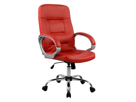 ΚΑΡΕΚΛΑ ΓΡΑΦΕΙΟΥ HM1024.07 KOKKINH IVERN ΜΕ ΠΟΔΙ ΧΡΩΜΙΟΥ 64x55x112-120Υ εκ.