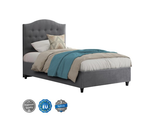ΚΡΕΒΑΤΙ MALENA ΑΠΟ ΓΚΡΙ ΒΕΛΟΥΔΟ HM651.10 ΓΙΑ ΣΤΡΩΜΑ 90x200 εκ.